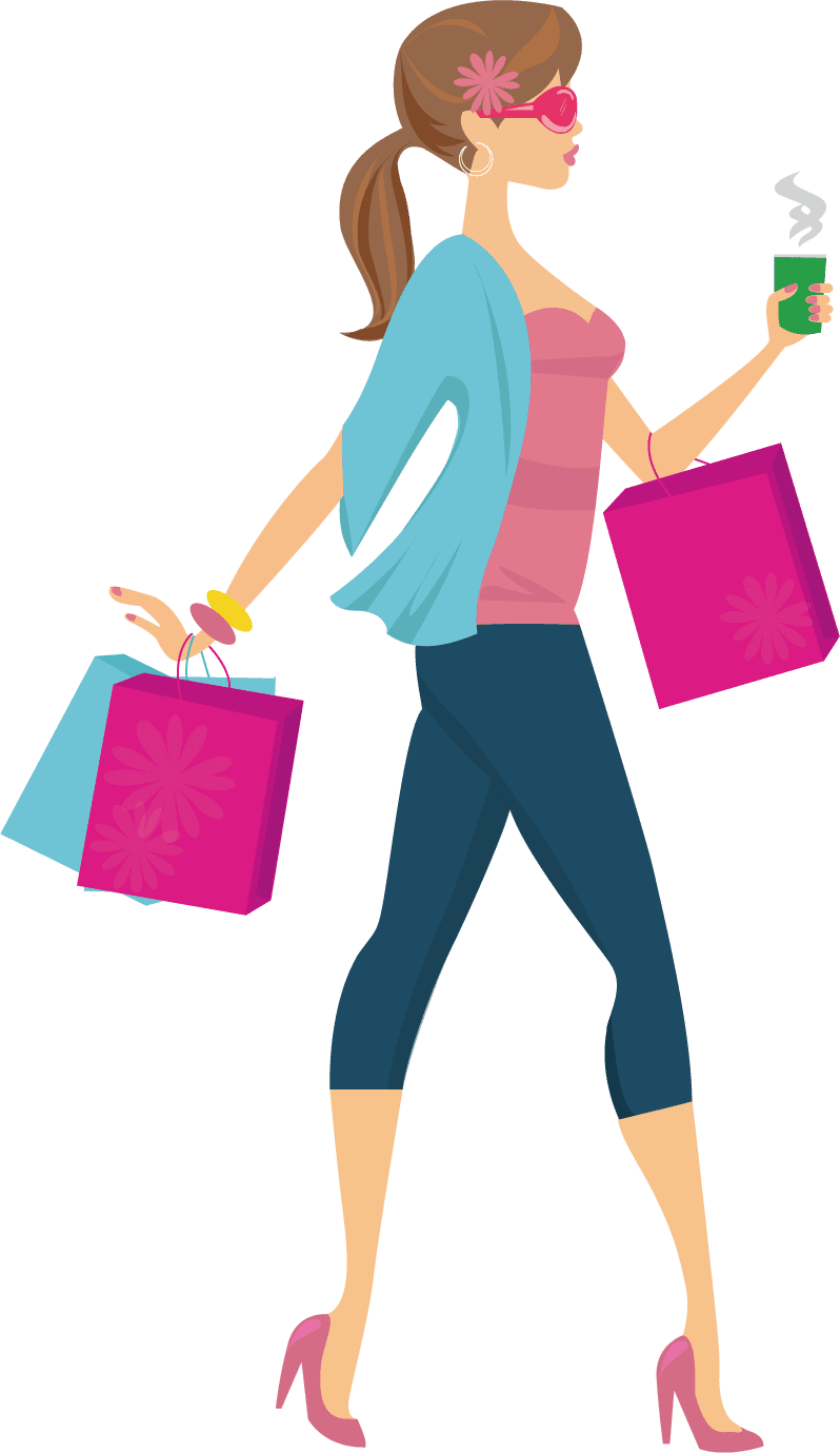 Shopping girl woman clipart cartoon free