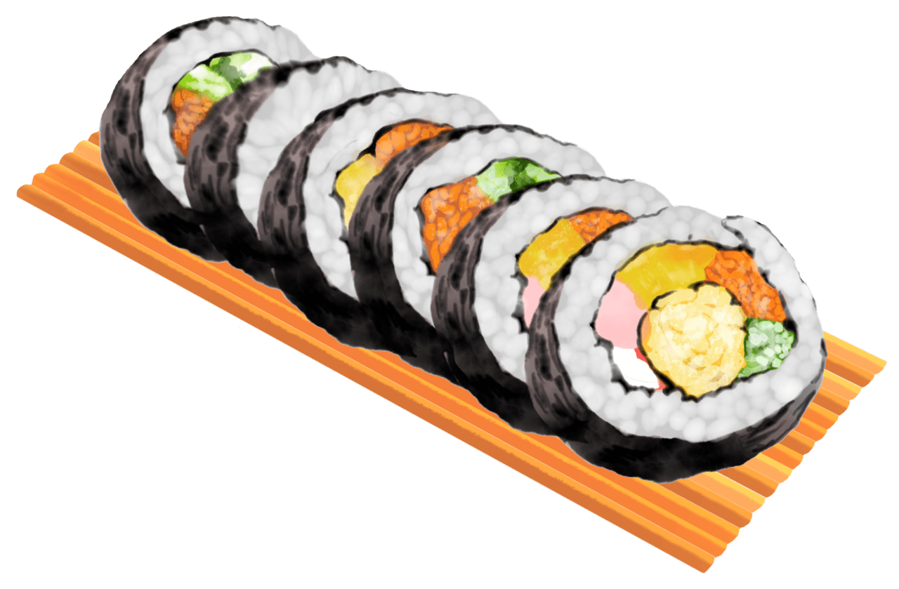 Sushi watercolor korean basic gimbap clipart picture