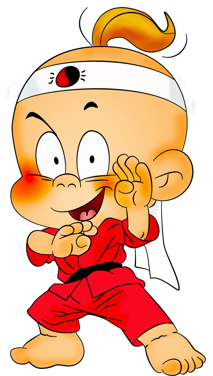 Funny karate boy cartoon clipart logo