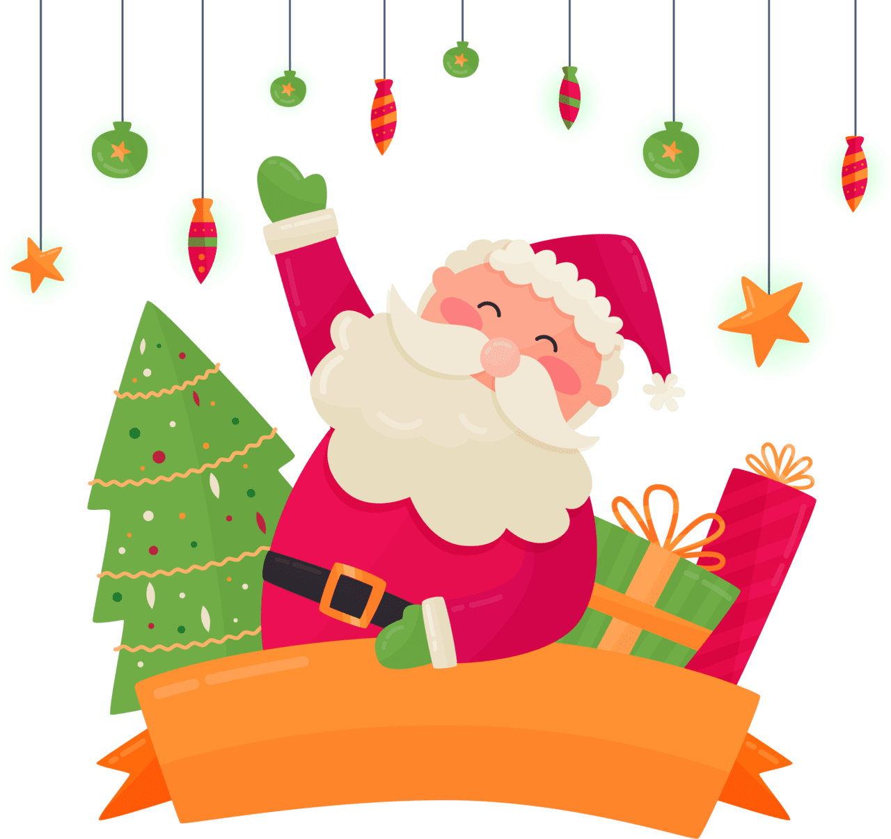 Christmas tree png merry santa claus and texture clipart vector