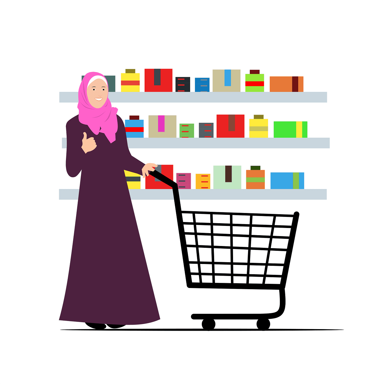 Shopping grocery muslim vector graphic clipart