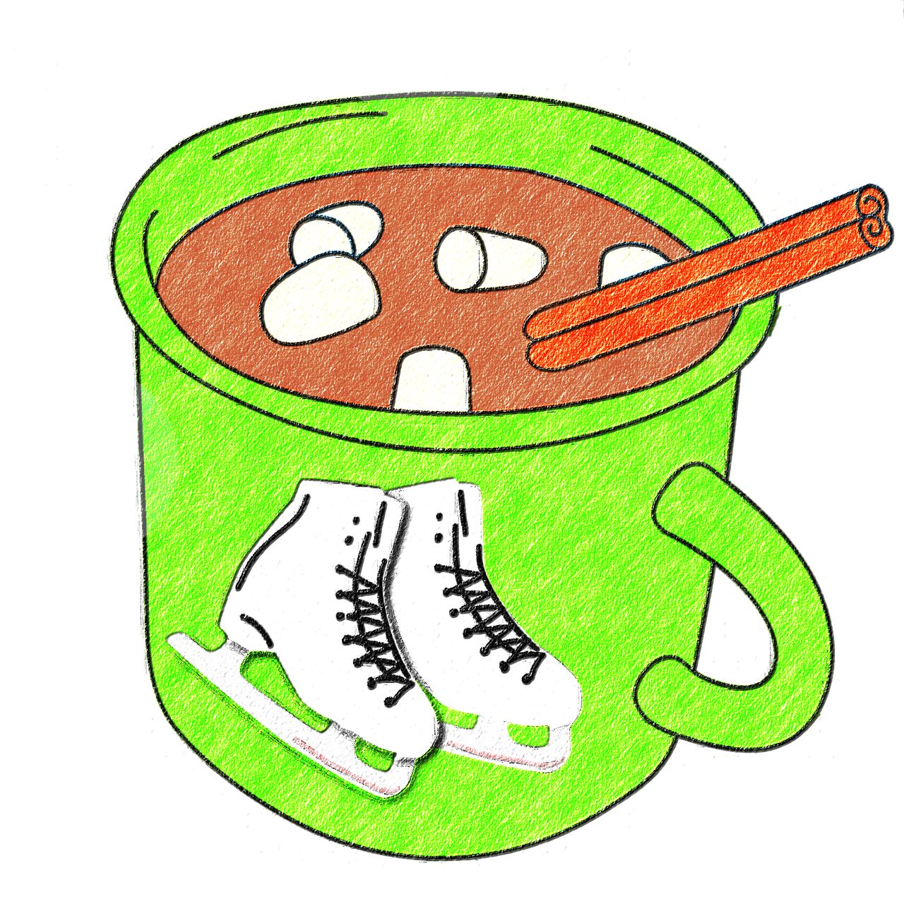 Hot cocoa chocolate ice skating image clipart