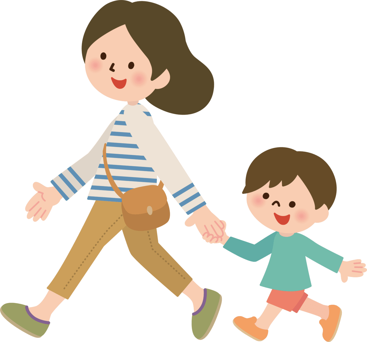 Mother and son are walk ing vector clipart images