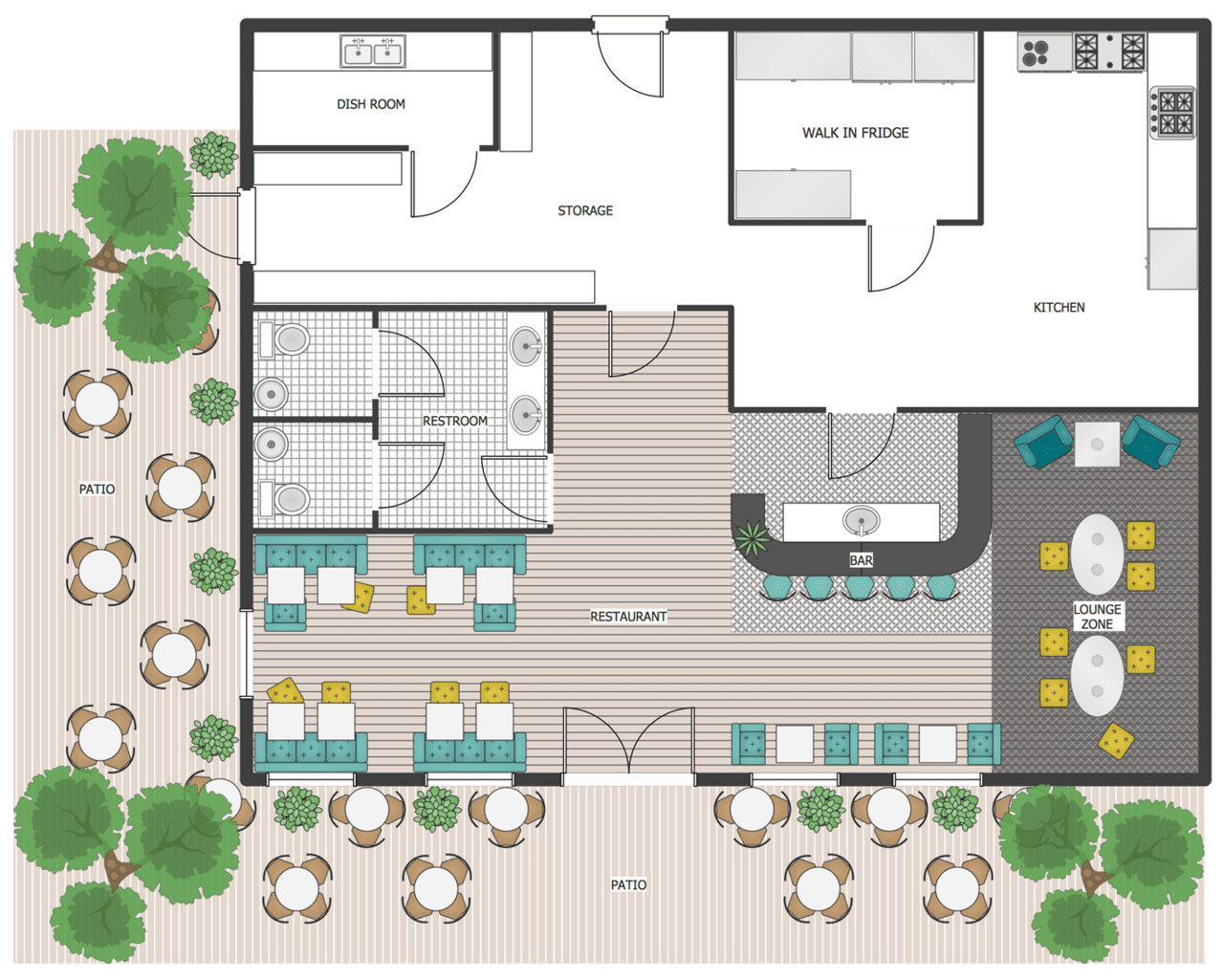 Cafe and restaurant floor plans clipart logo