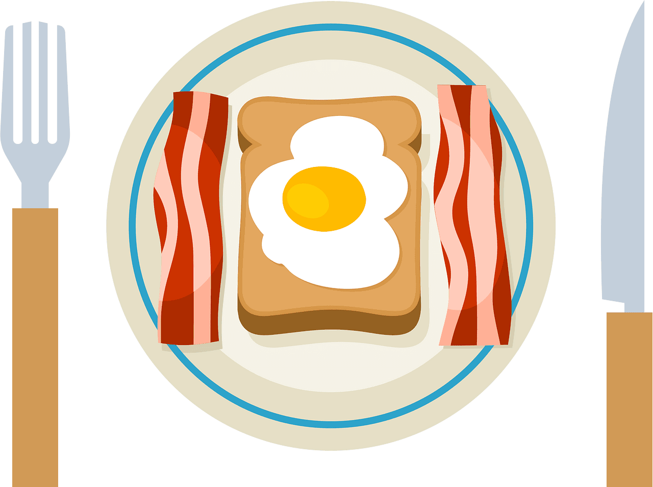 Breakfast eggs and bacon vector clipart images