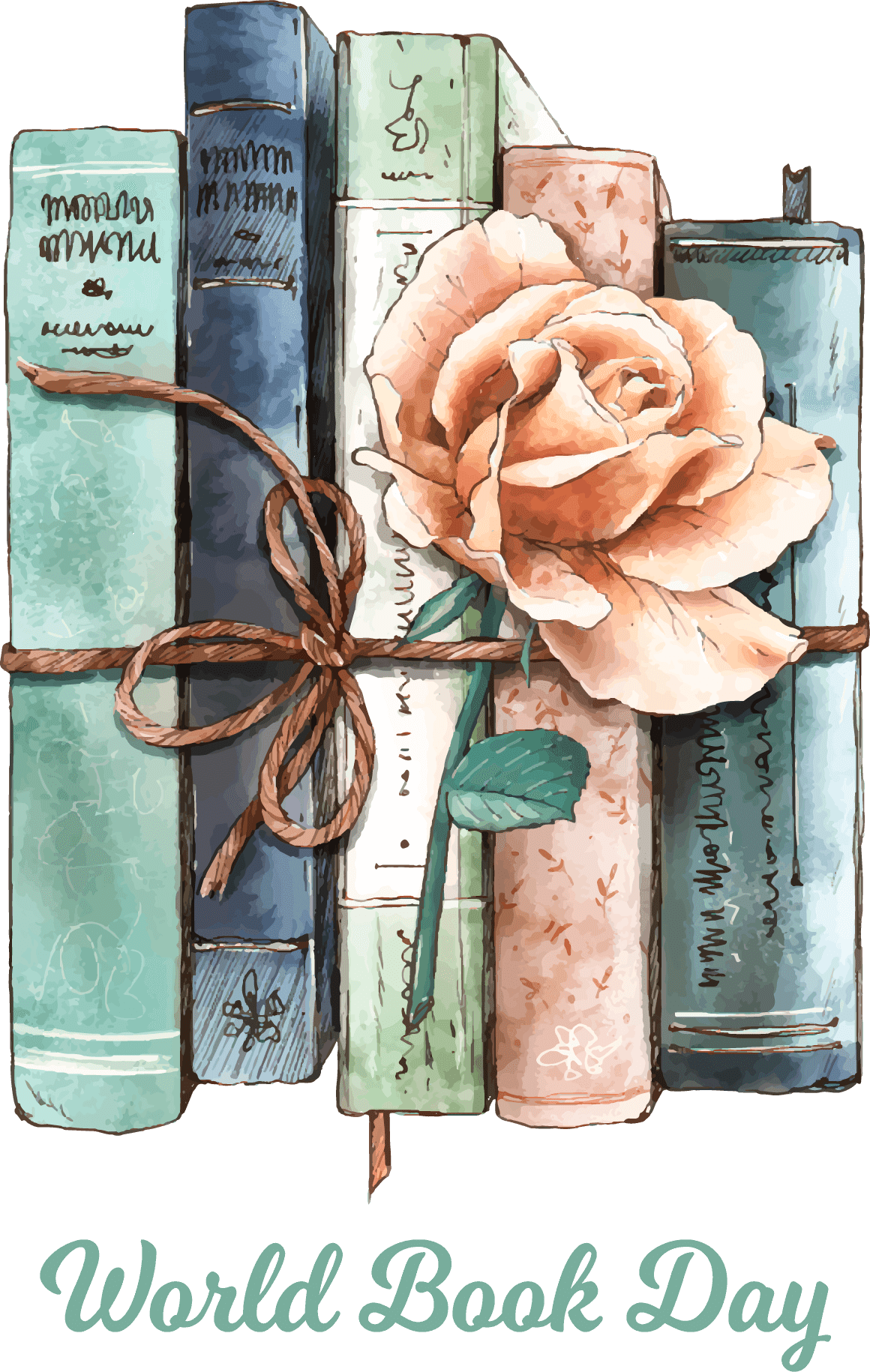 Stack of books watercolor world book day clipart picture