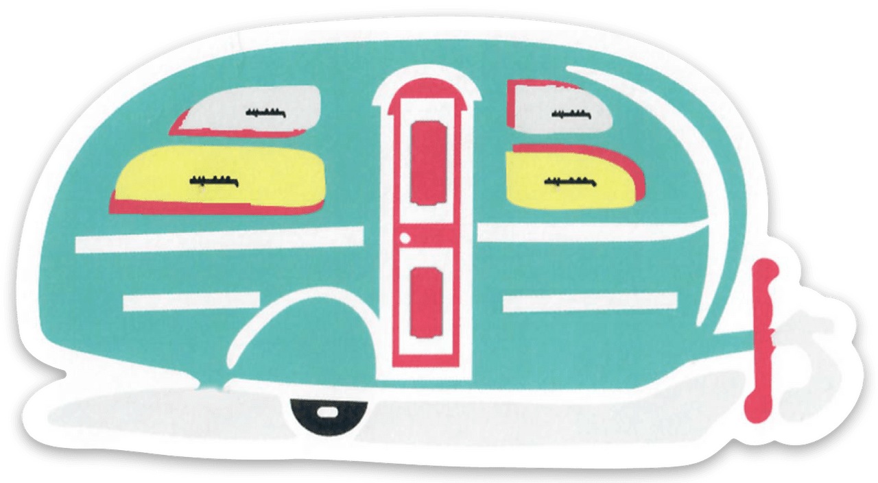 Camper sticker red and white kitchen pany clipart background