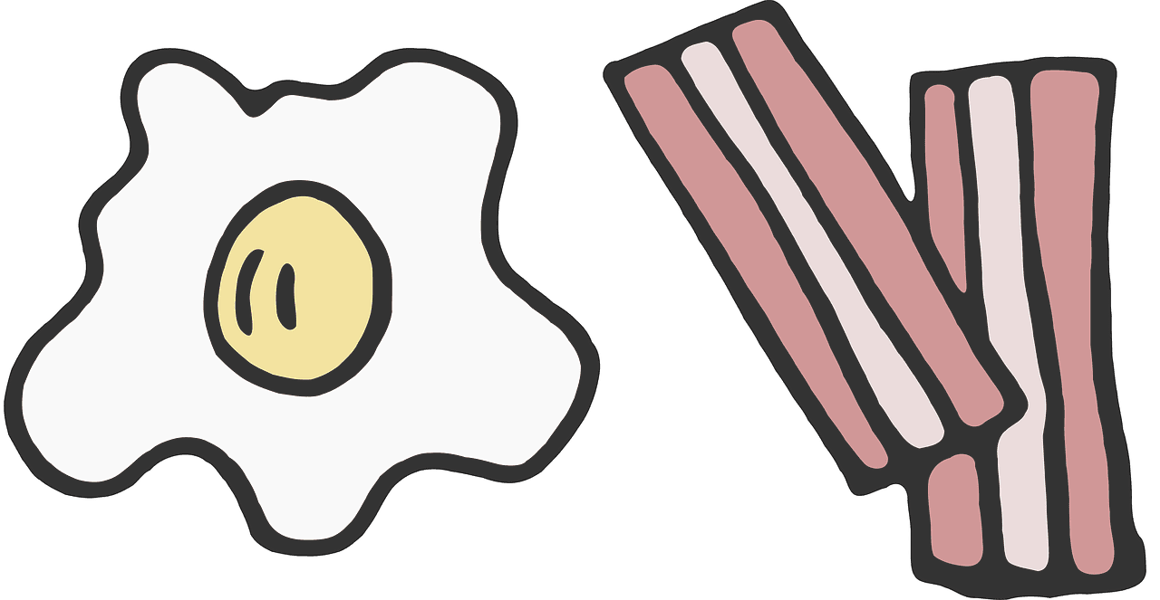 Drawn eggs and bacon vector clipart images