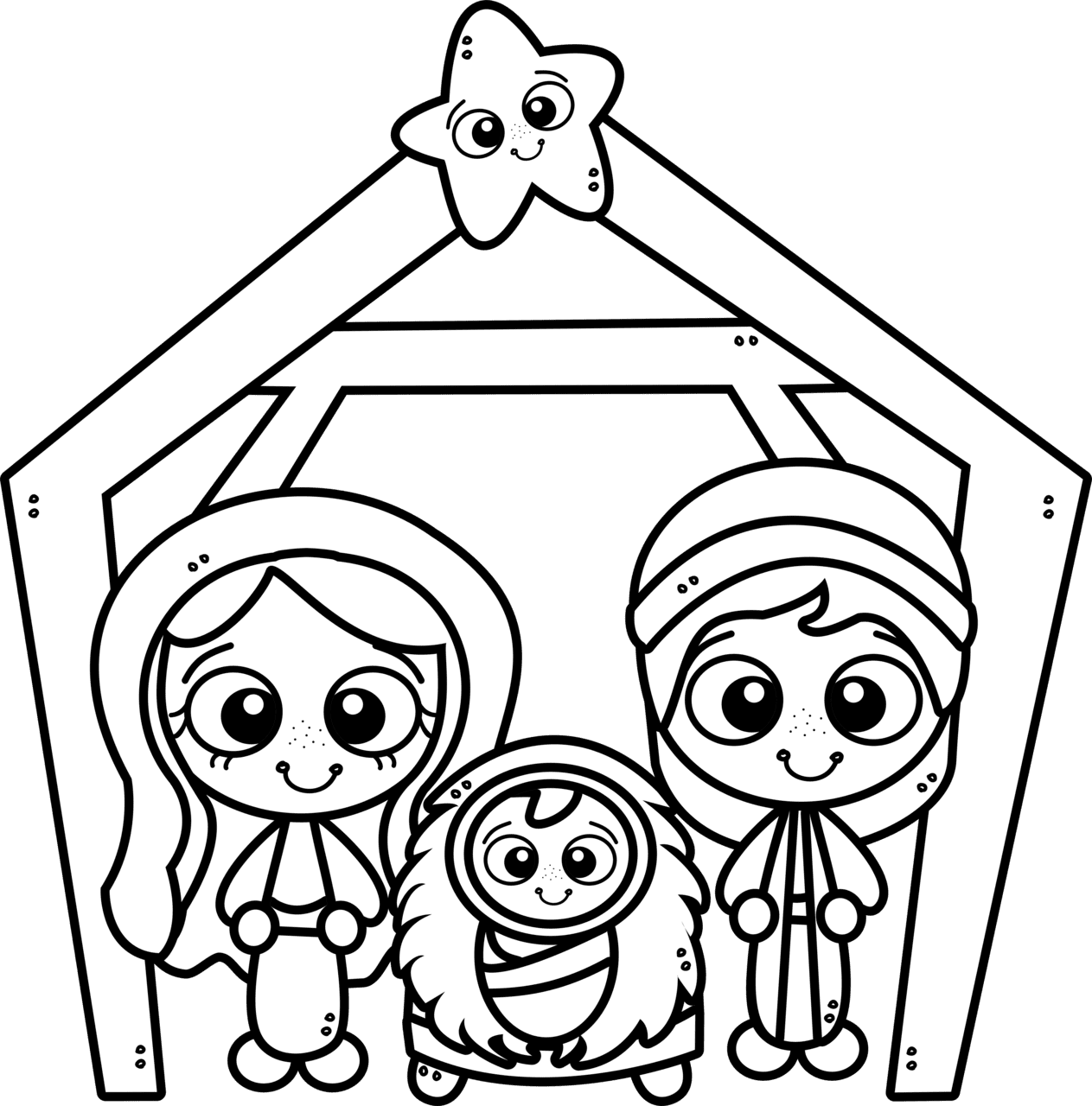 Nativity scene pin page clipart free