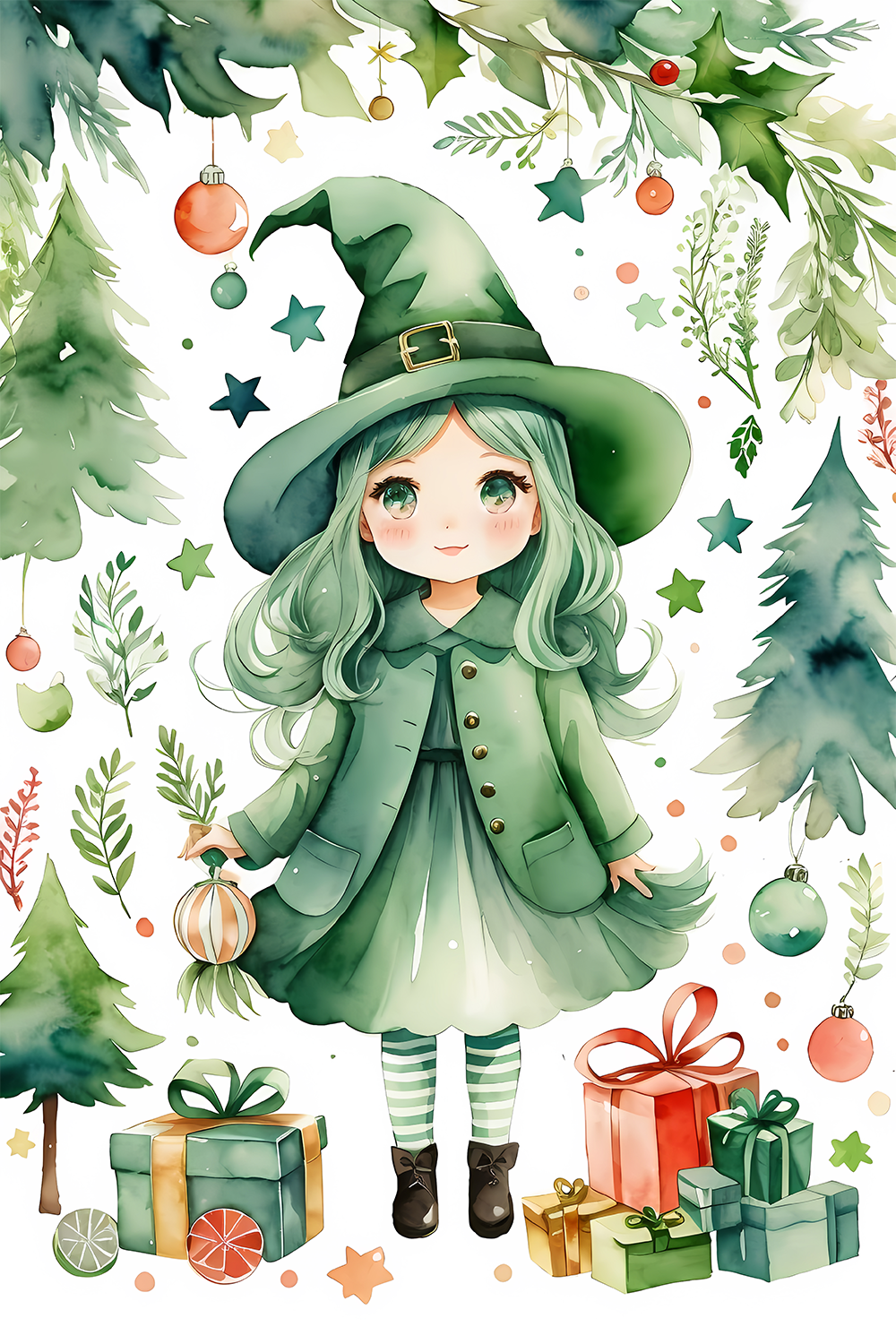 Witch hat ch ming christmas witchy cat clipart free