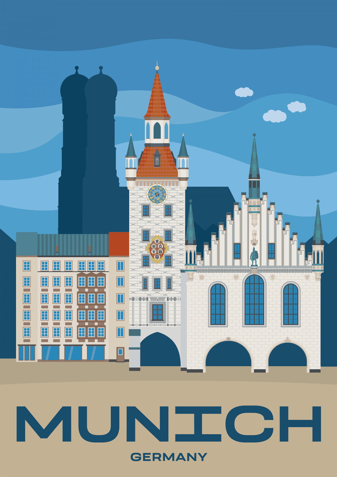 City munich clipart vector