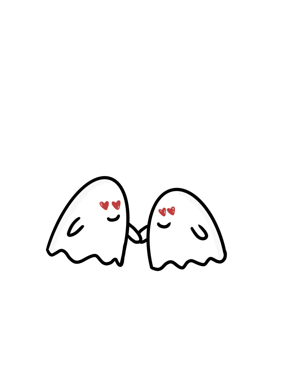 Cute ghost ghosts in love sticker clipart vector