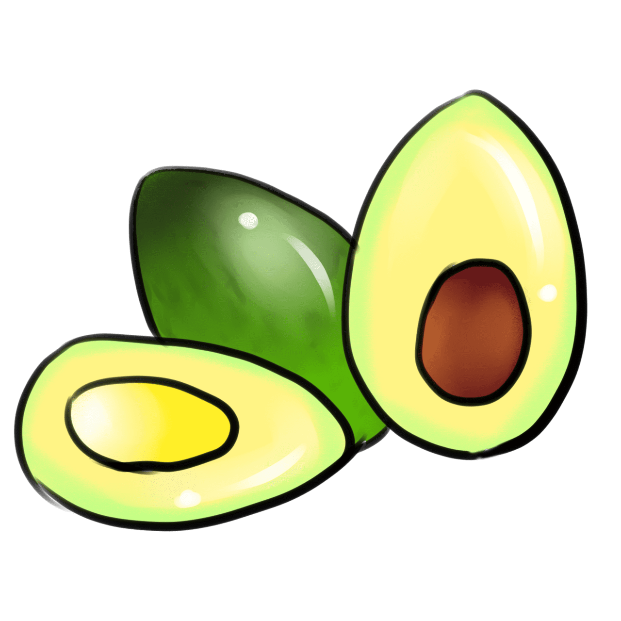 Cartoon minimalist fruit avocado light green and clipart image for