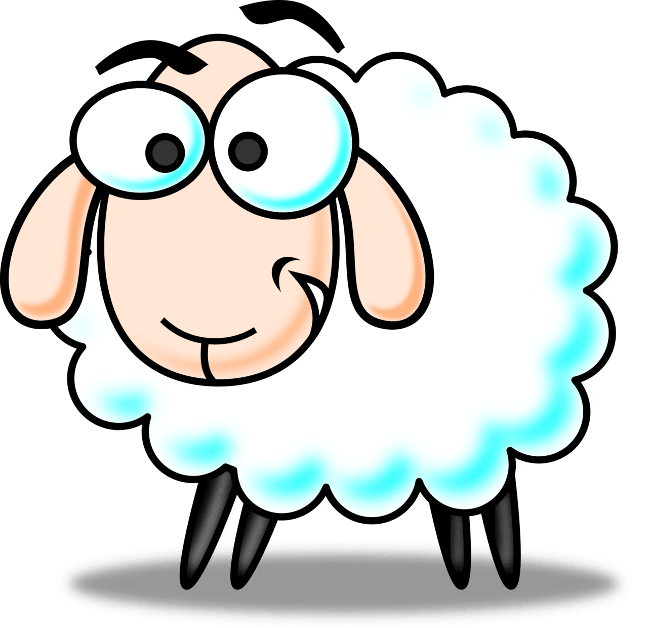 Colored funny cartoon sheep clipart and vector image