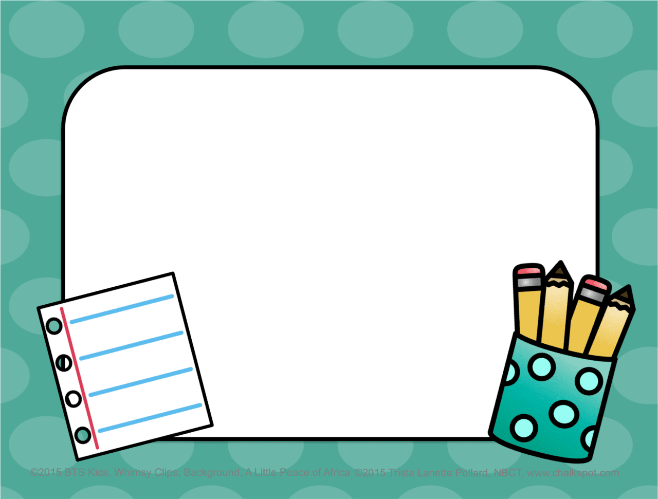 Clipboard powerpoint background templates teal polka dot clipart