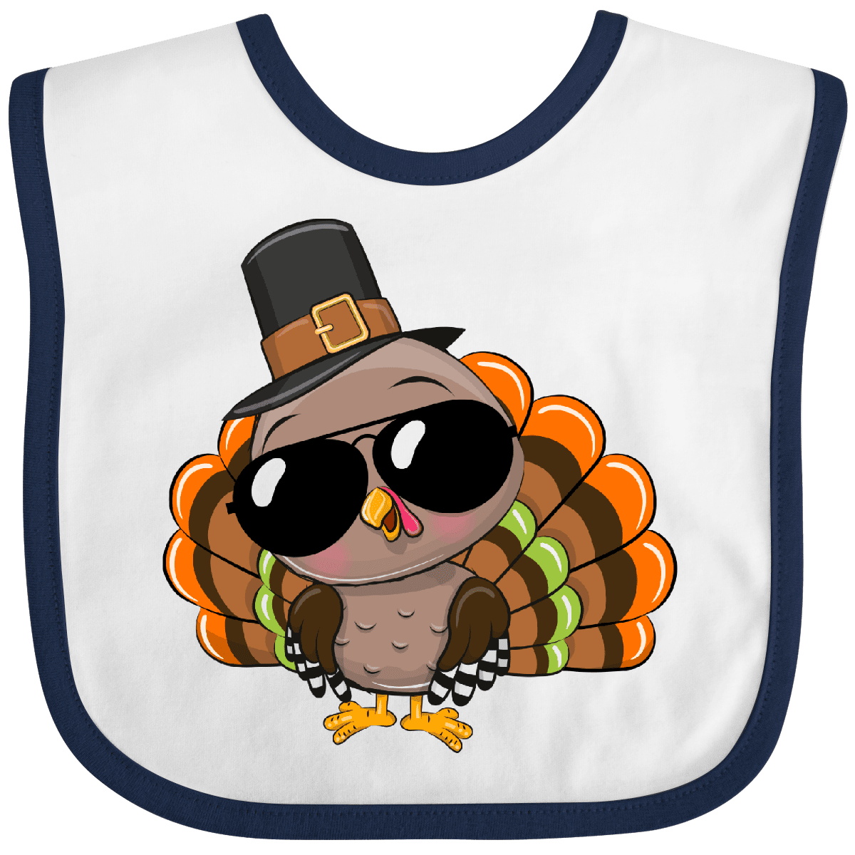 Cute turkey thanksgiving funny outfit baby bib white and navy homewise shopper kids shirts ts clipart image