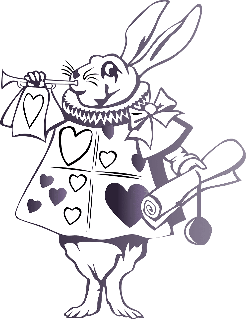 Trumpet alice in wonderland rabbit story vector graphic clipart