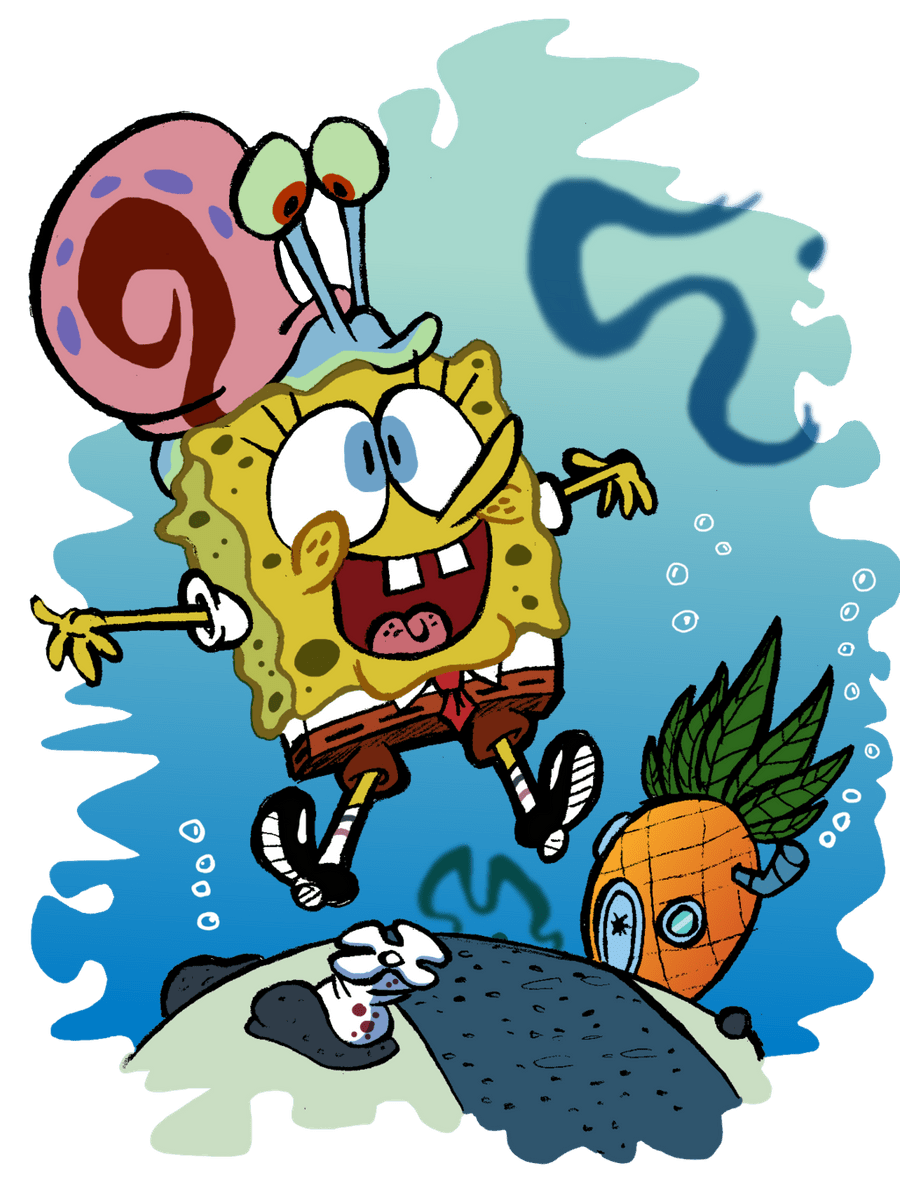 Spongebob and gary color by brianpitt deviantart clipart image