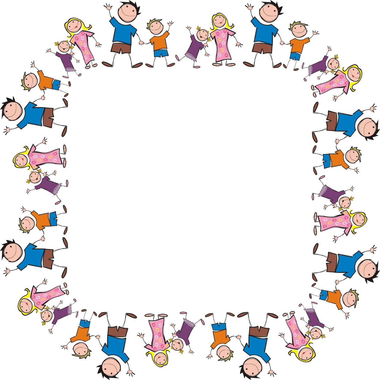 Community stick figure family square by gdj clipart borders figures vector