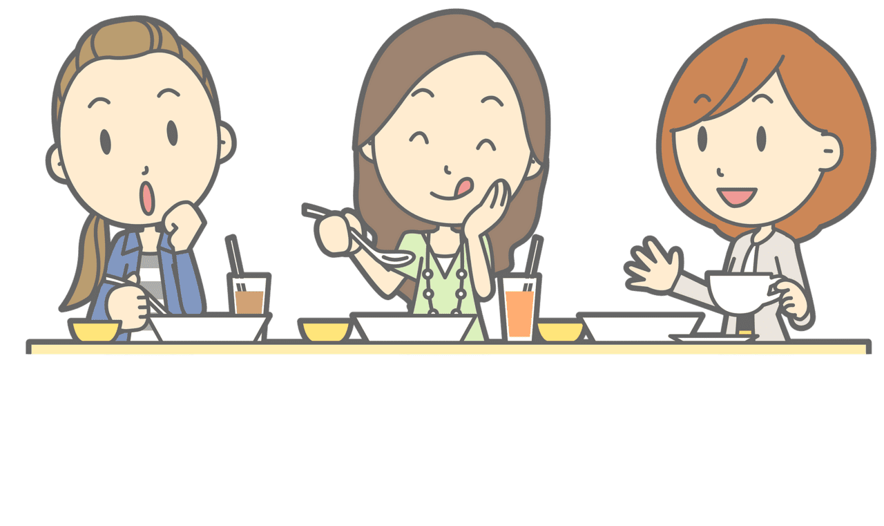 Dinner women are eating lunch together vector clipart images