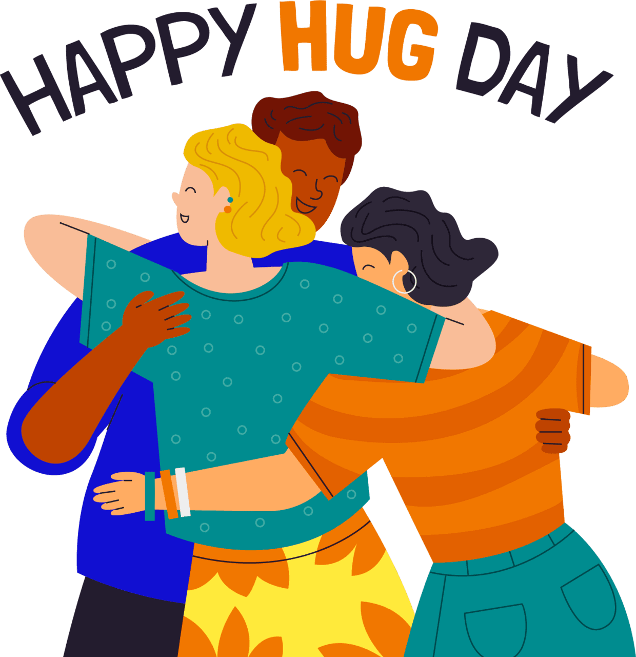 Happy hug day friends hugging clipart image