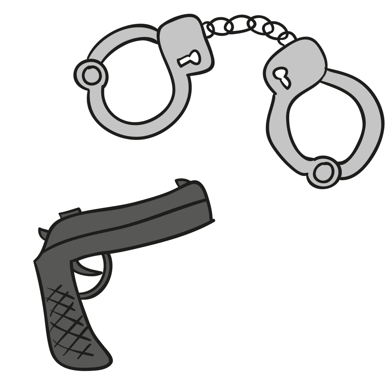 Handcuffs vector and gun clipart