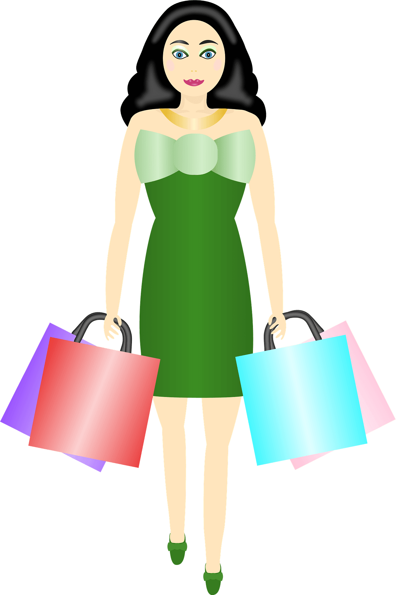 Woman carrying shopping bags vector clipart images