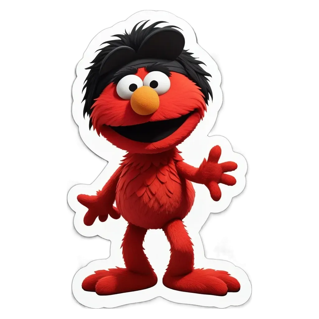 Adhesivo sesame street elmo side view flat color white background mic descarga en clipart