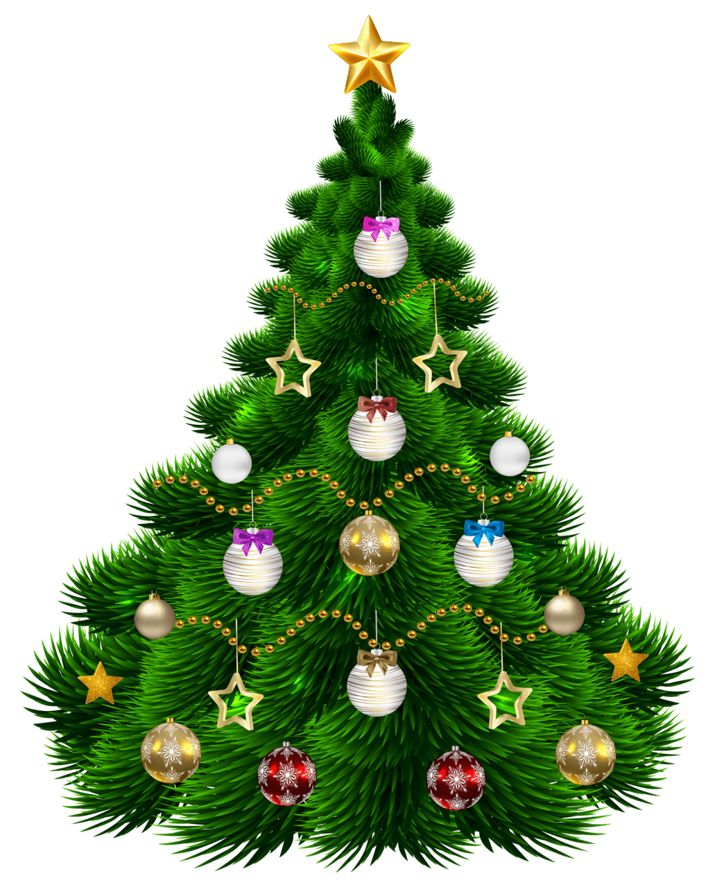 Christmas tree png beautiful with ornaments clipart image