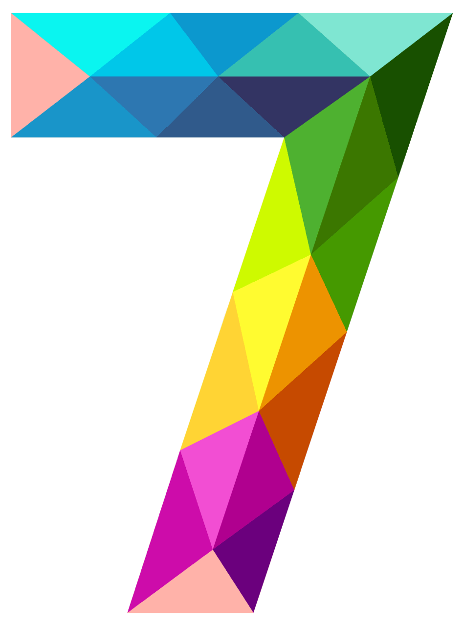 Color colourful triangles number seven clipart image
