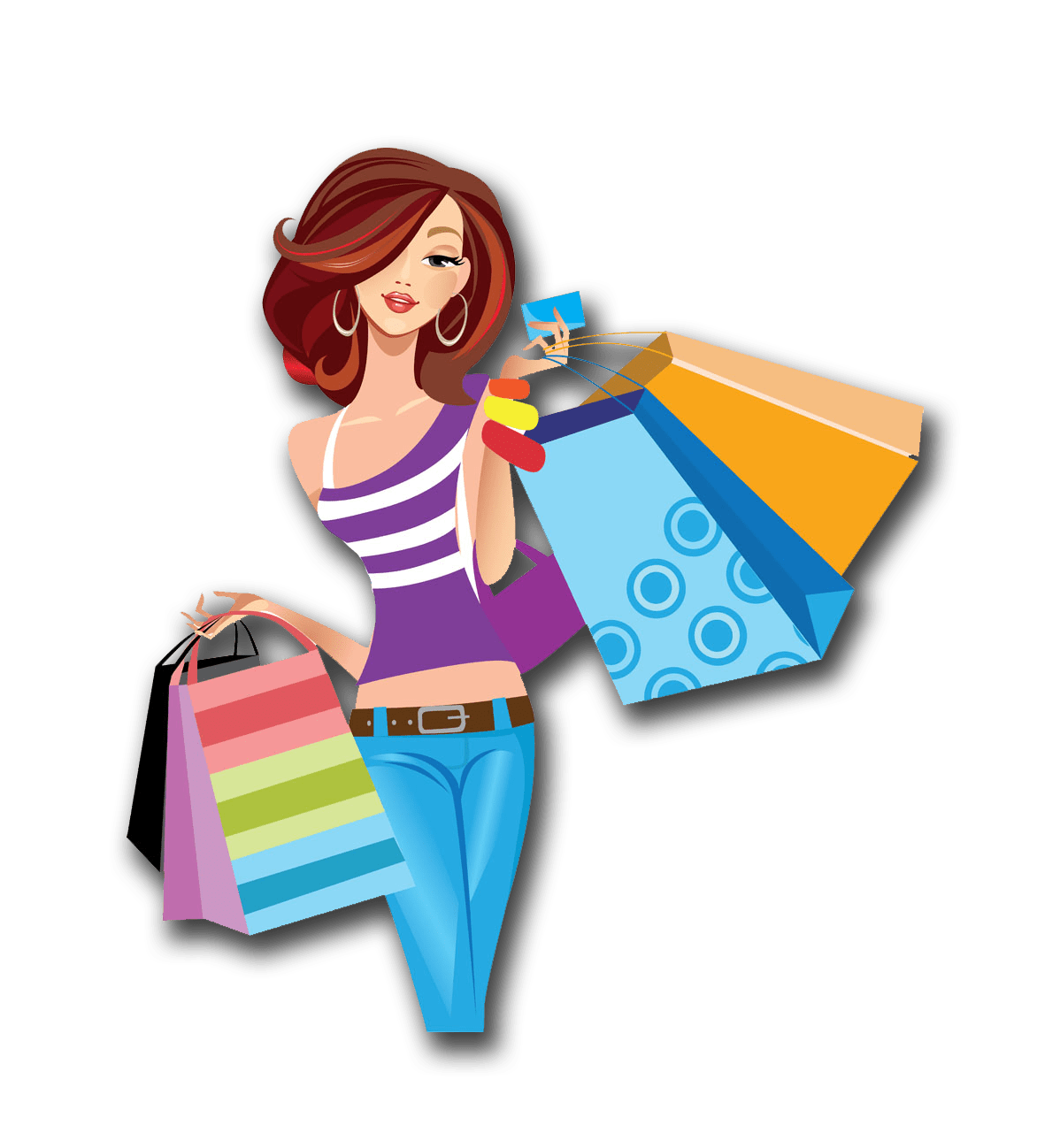 Shopping cartoon women clipart logo