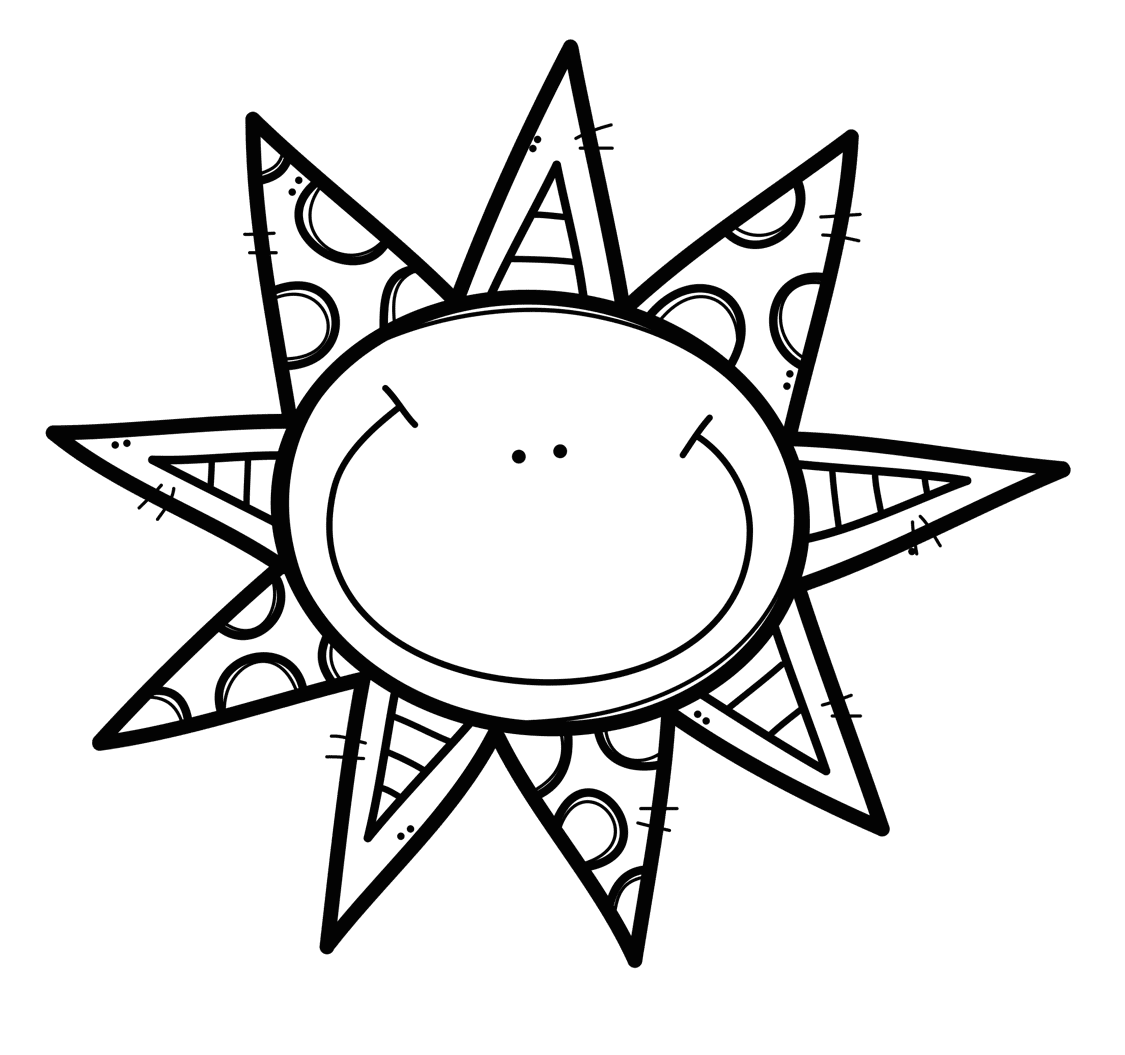 Sun black and white pin page clipart transparent