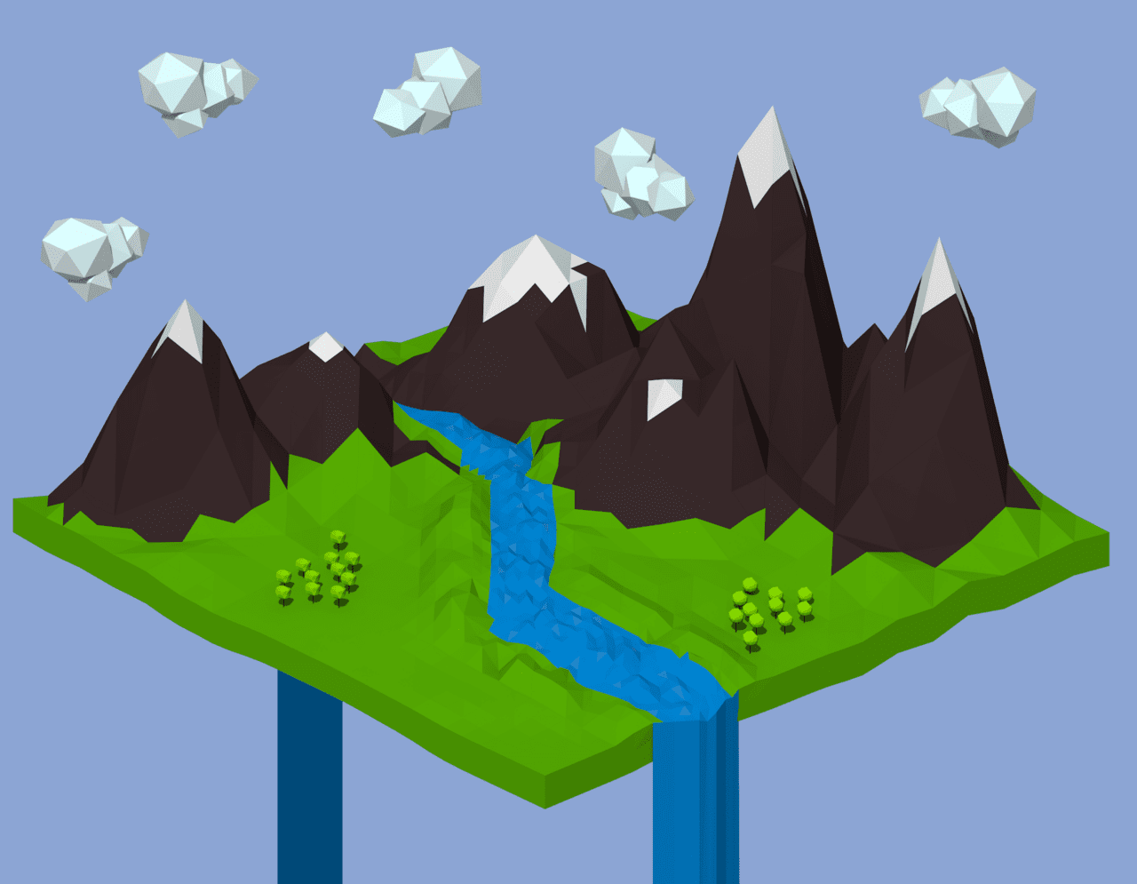 River low poly landscape clipart clip art