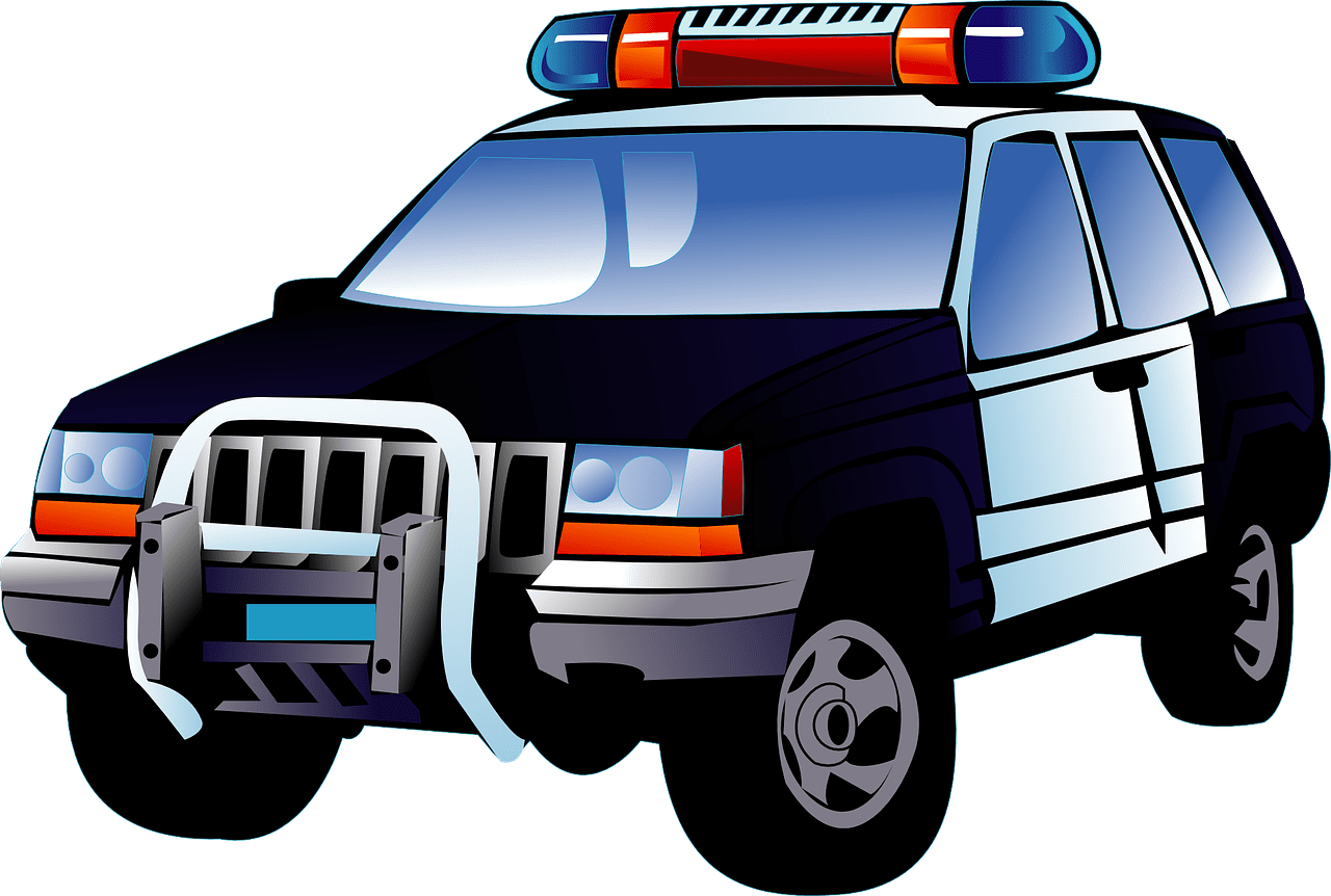 Police car black vector graphic clipart