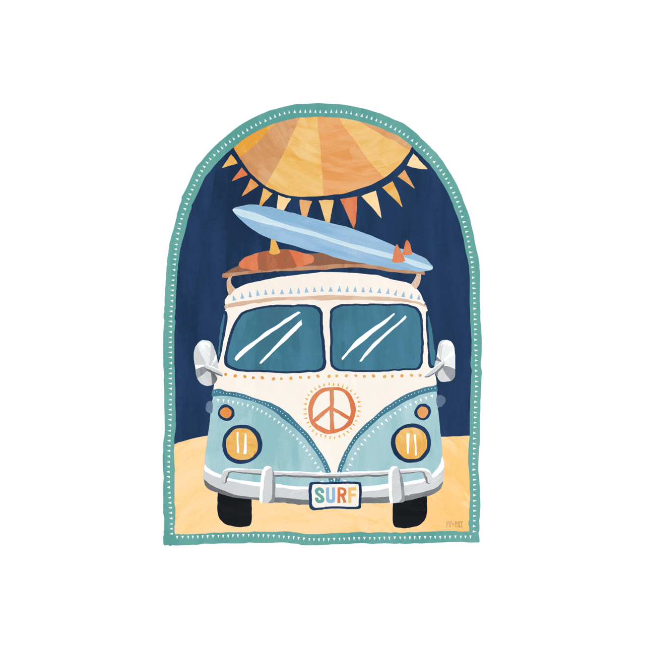 Camper going coconuts kombi van by pip and phee wall art print framed cm stretched canvas clipart vector