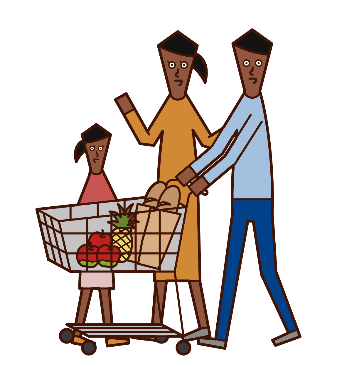 Of family shopping in supermarket clipart transparent