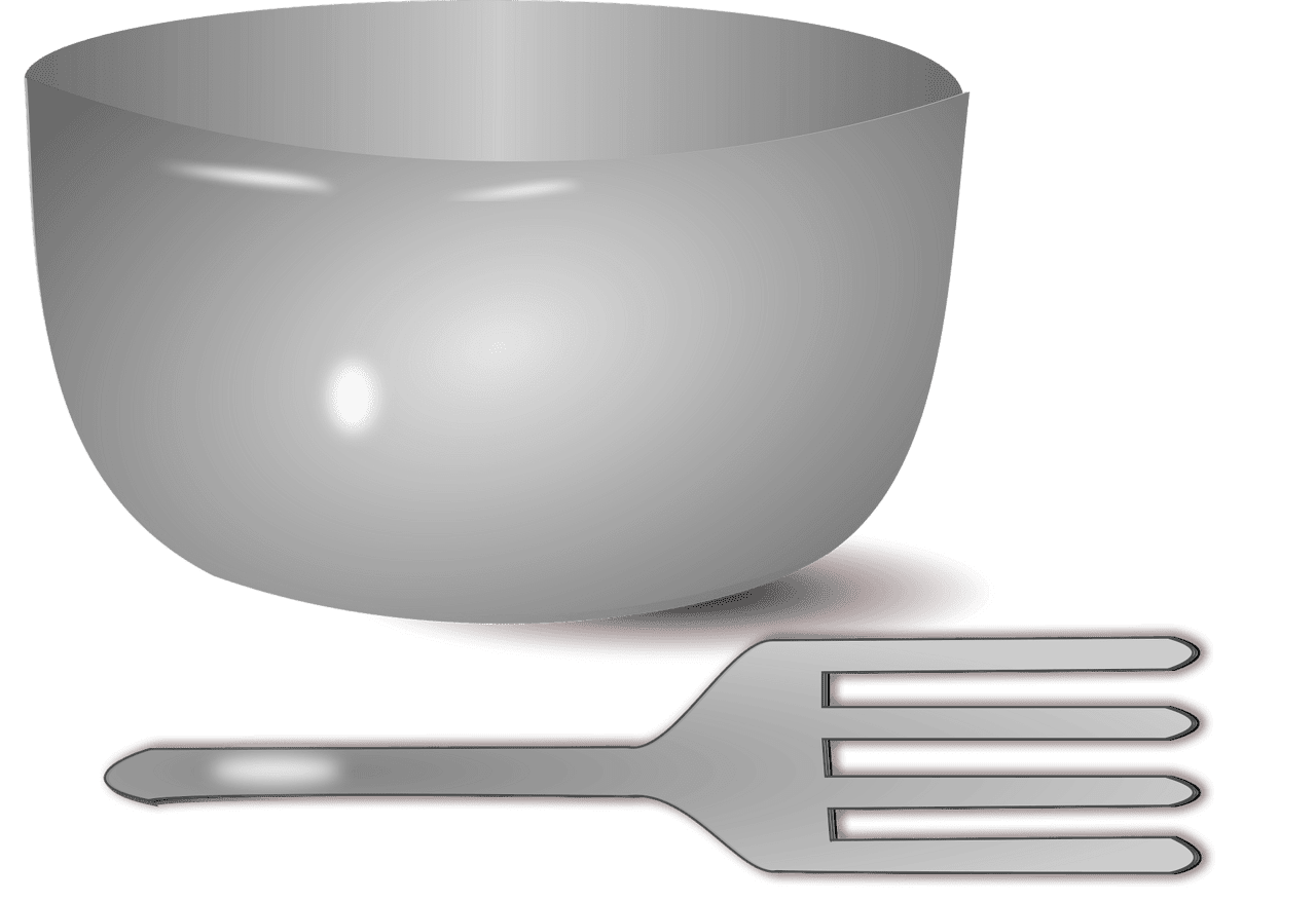 Bowl and fork vector clipart images