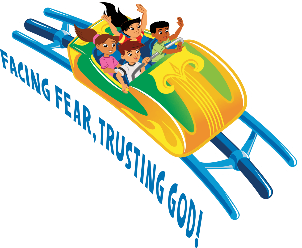 Family roller coaster clipart logo