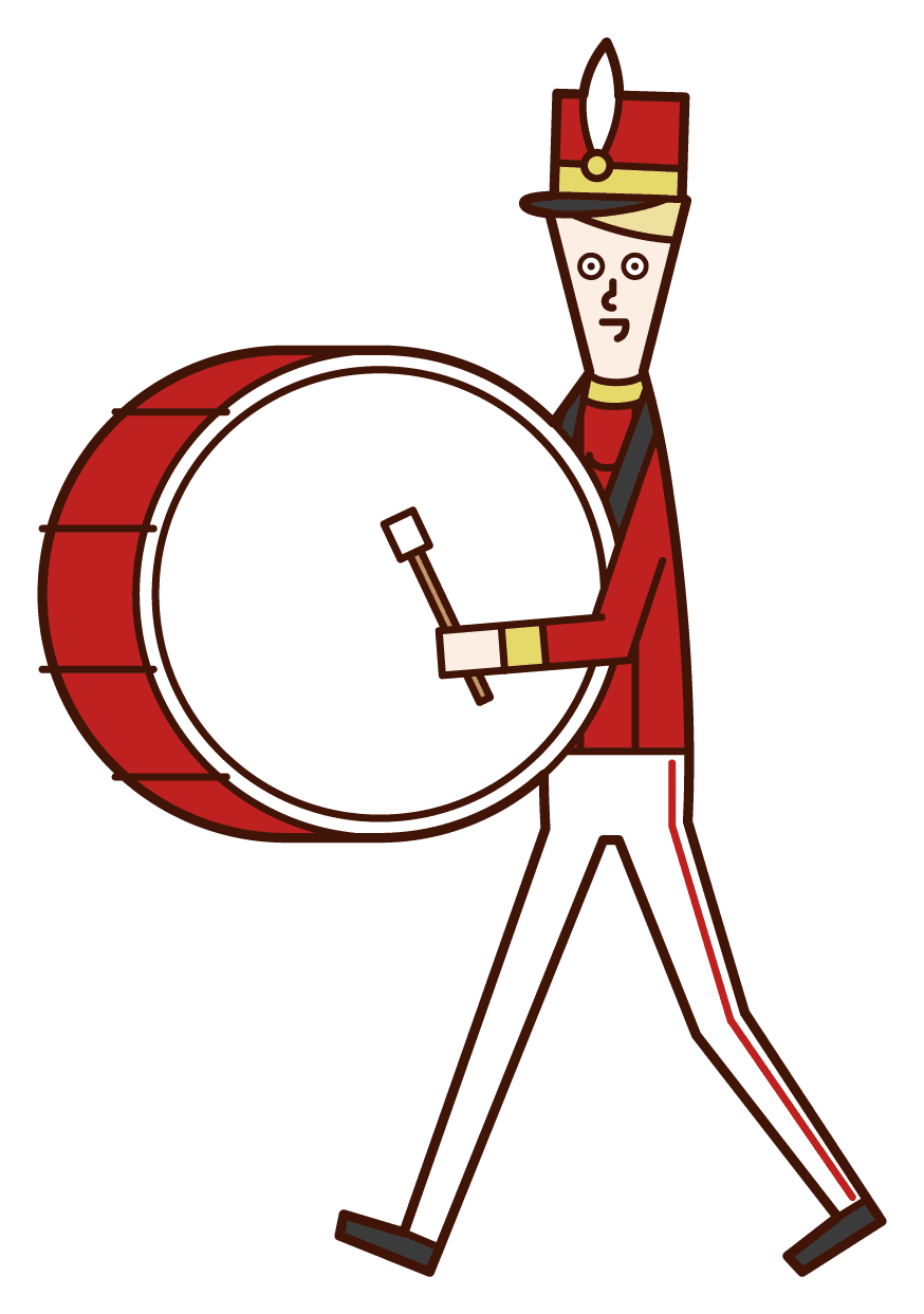 Of marching band player male playing large drum clipart free