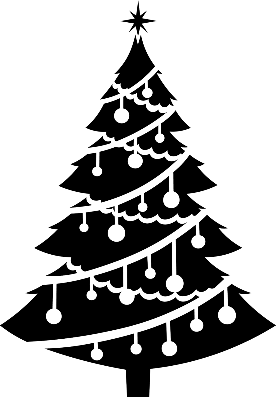 Christmas tree black and white vector clipart images