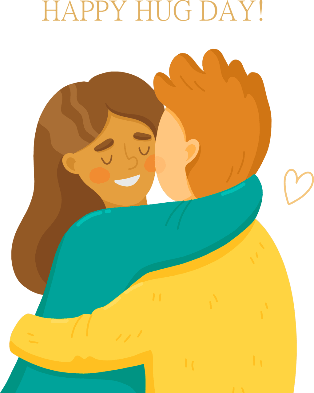 Cute couple hugging concept happy hug day clipart transparent