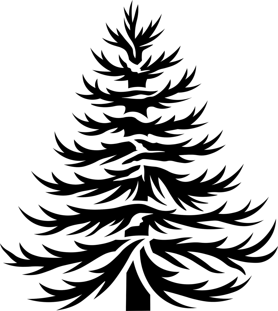 Christmas tree black and white clipart images 2