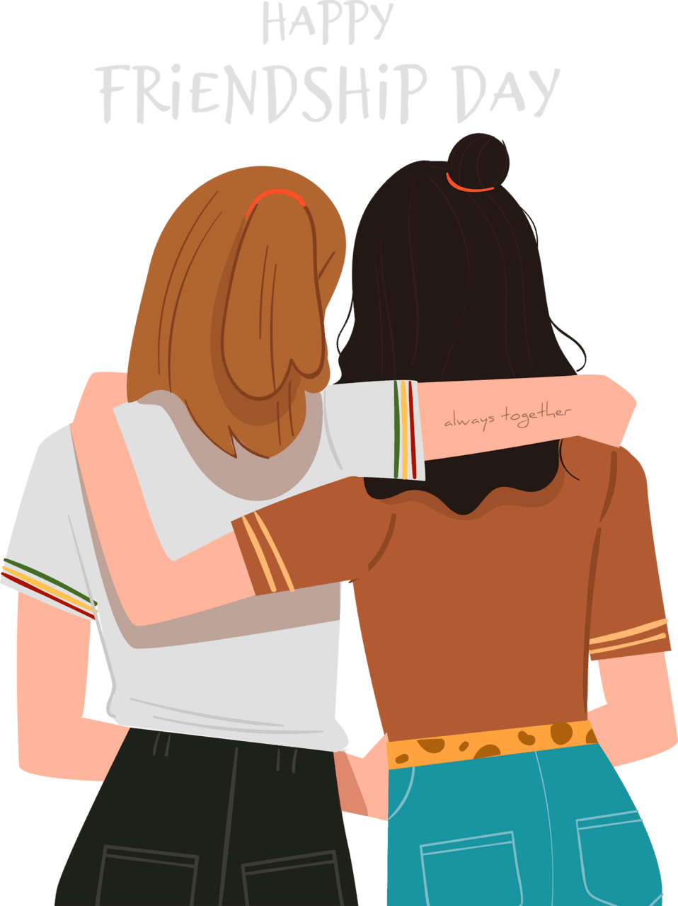 Hugging friendship day clipart transparent
