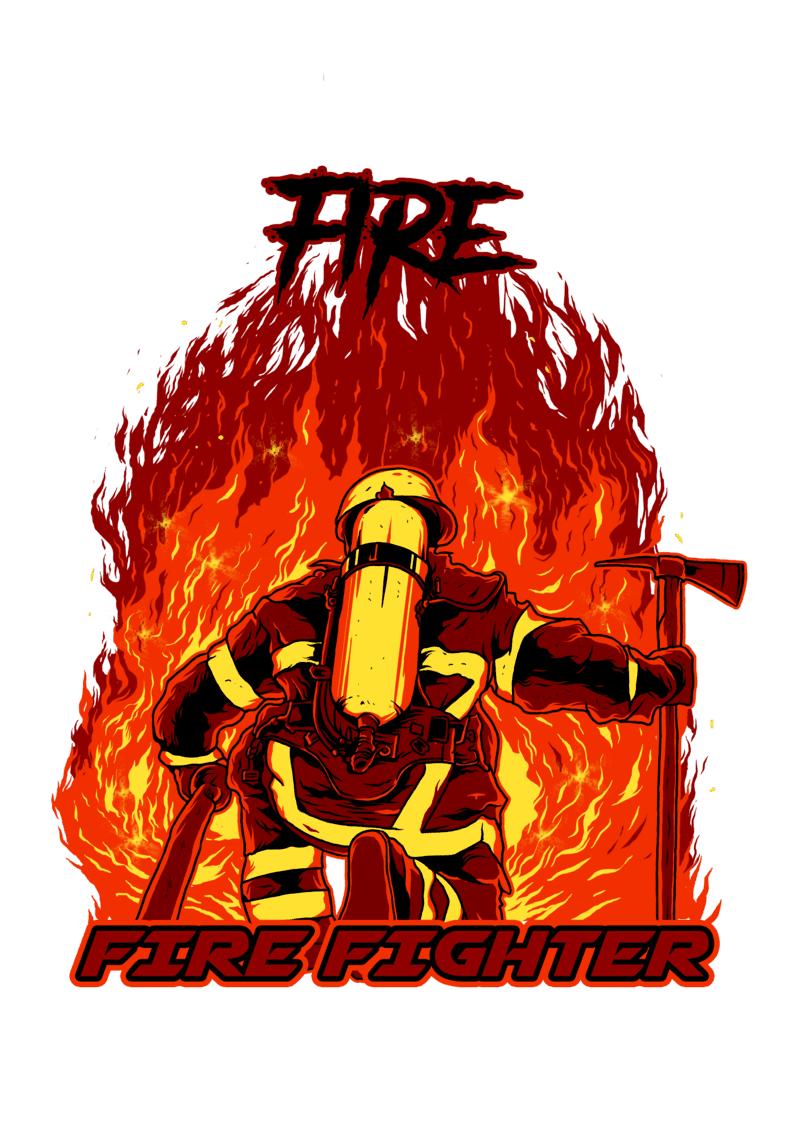 Fire fighter print ready shirt design buy designs clipart vector