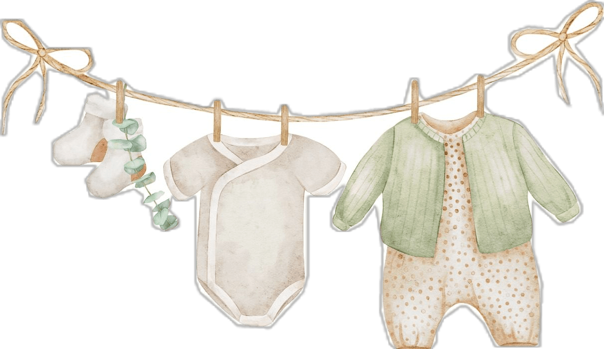 Clothing baby clothes hanging rope watercolor hand drawn clipart picture