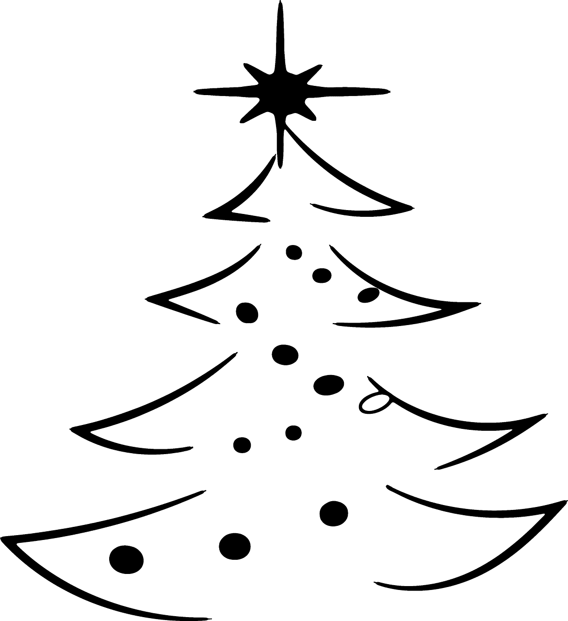 Christmas tree black and white drawn vector clipart images