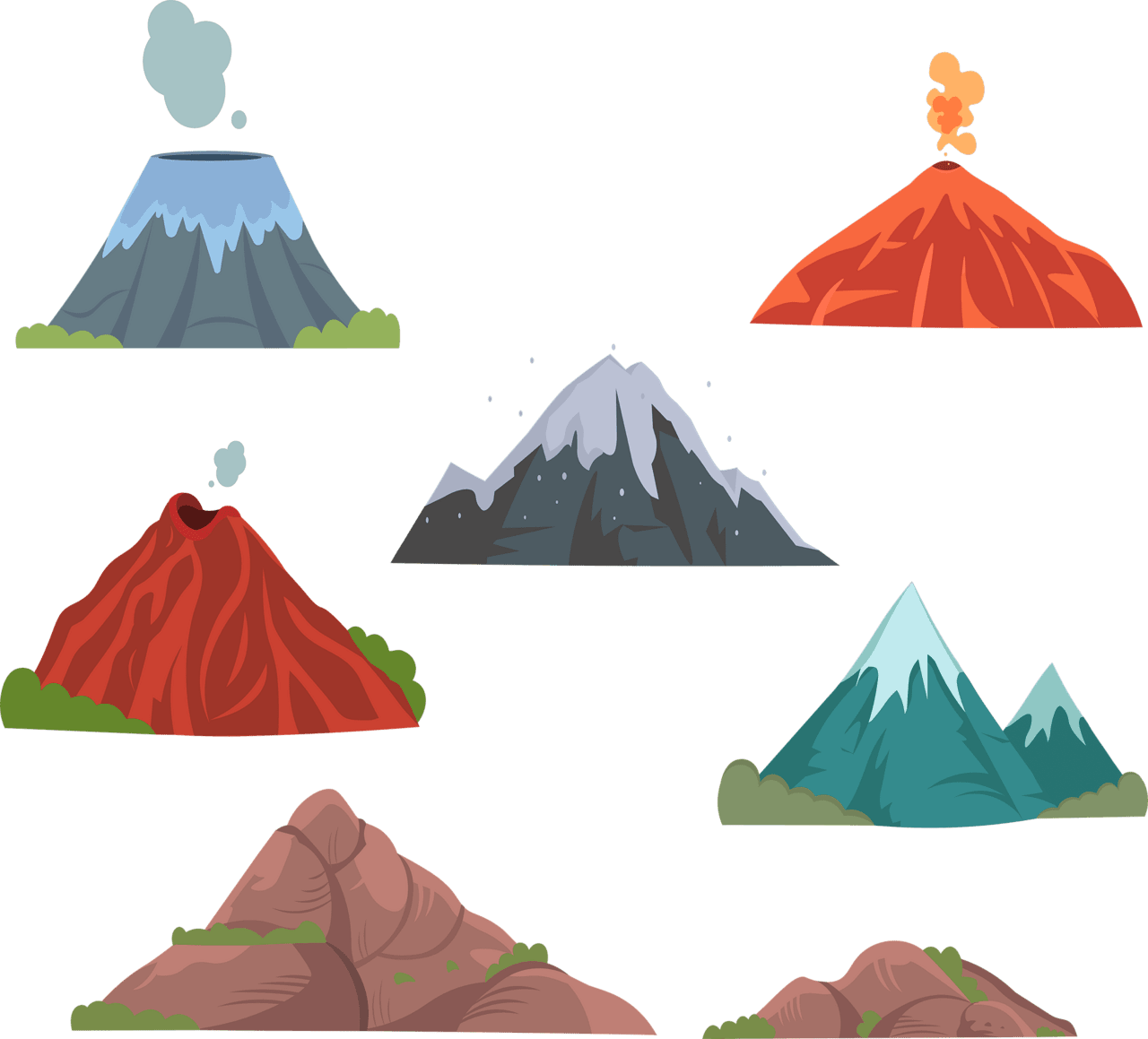 Volcano national mounta day set design vector clipart