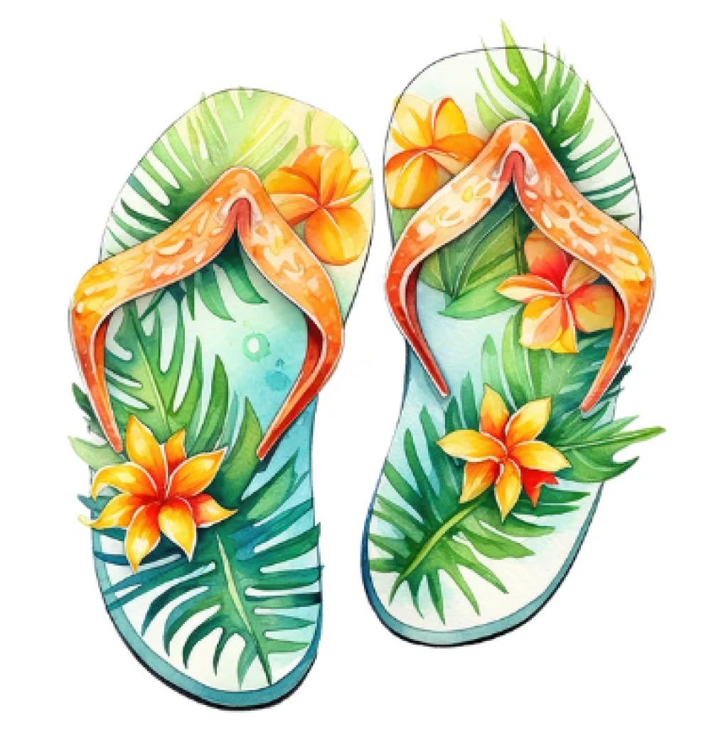 Flip flop transfert thermocollant tong fleurs exotiqu clipart free