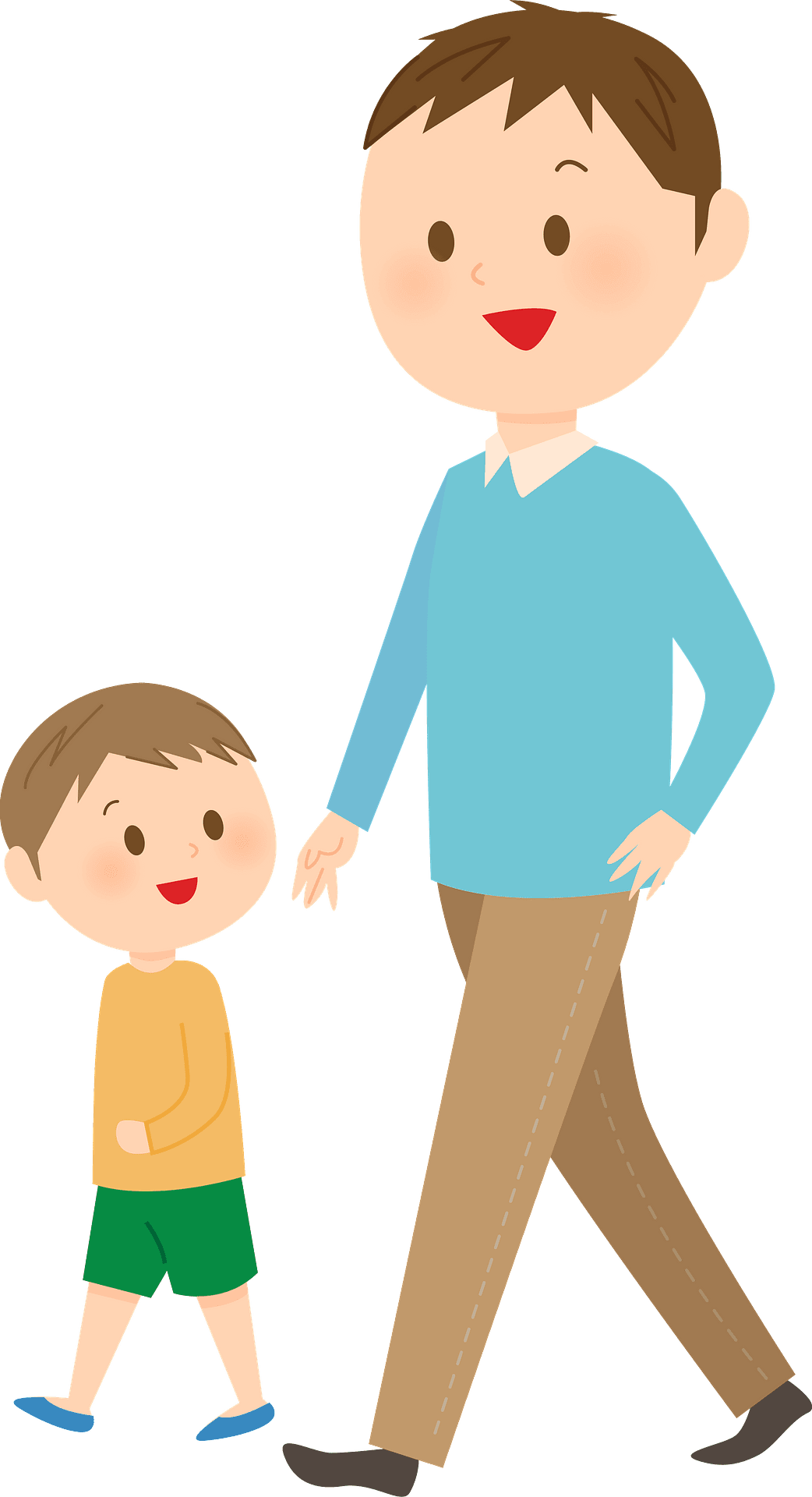 Father and son are walk ing vector clipart images