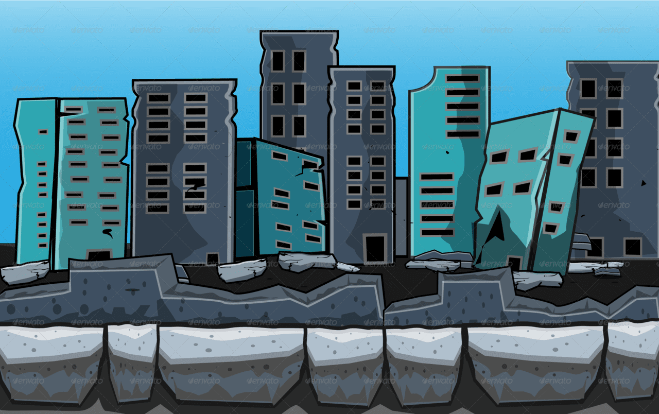 Destroyed city game background clipart